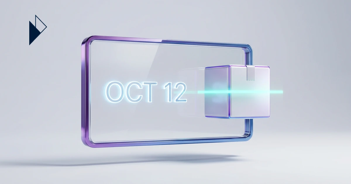 A purple glass frame holds OCT 12 and a floating box for Ecommerce EDD Accuracy: Stop Lying About Delivery Dates.
