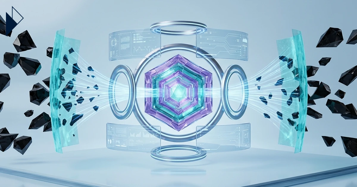 Abstract representation of GA4 AI traffic attribution sorting hidden e-commerce data streams.