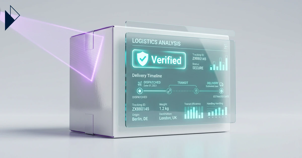 Why AI Shopping Agents Ignore Your Ecommerce Brand — Read on for the f; purple light scans a white box's cyan screen.