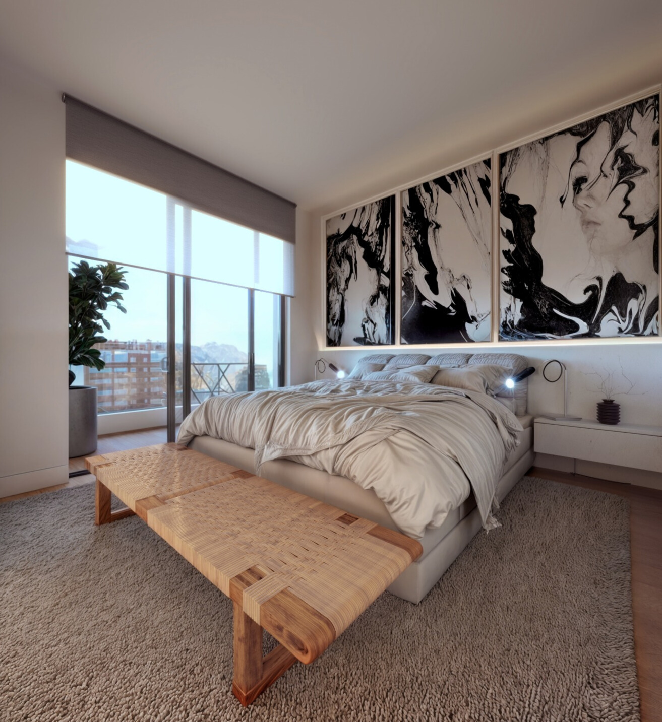 Apartament Beach 1F Sypialnia