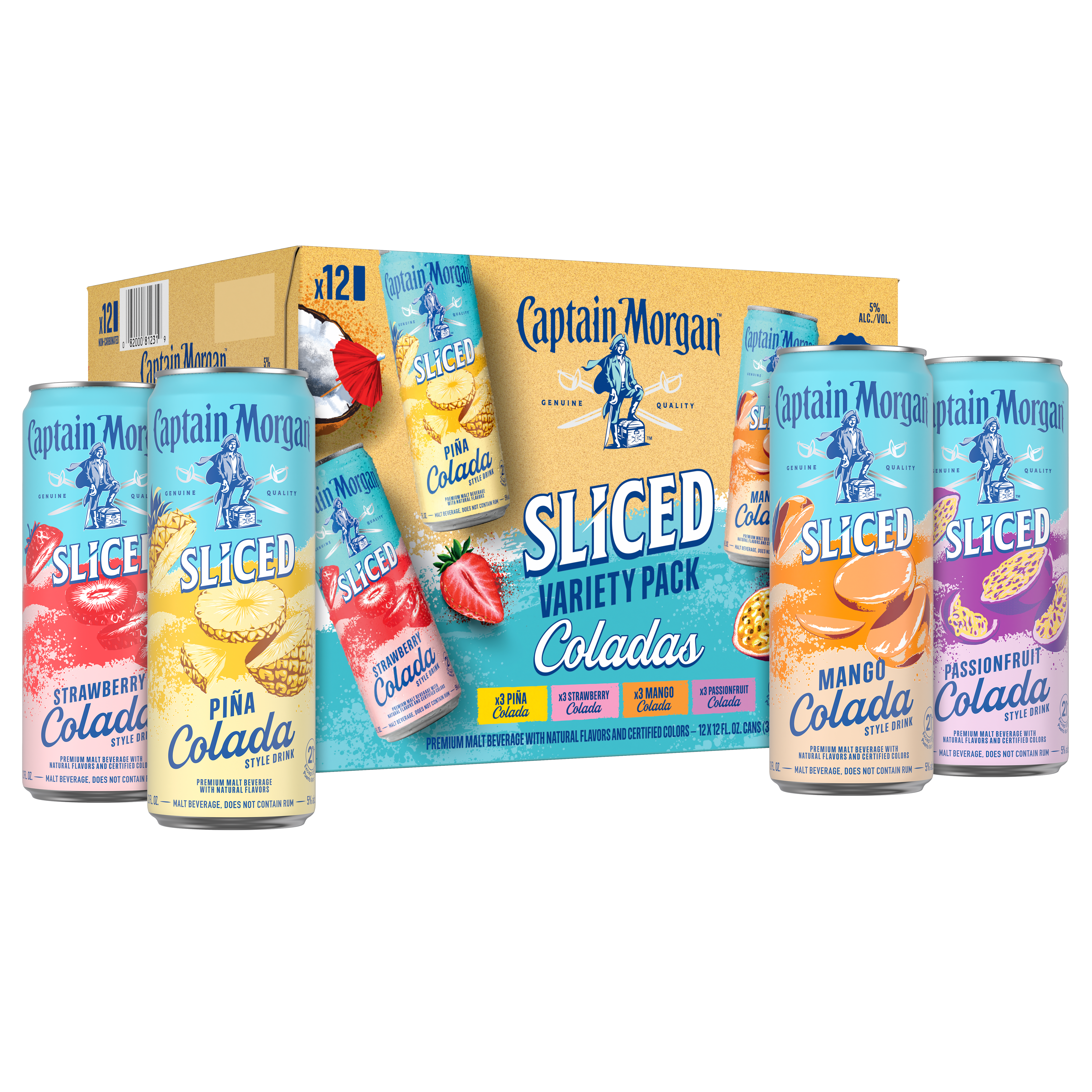 CAPTAIN MORGAN SLICED COLADAS VARIETY PACK 082000812319 BWC 12PK 355ML CAN
