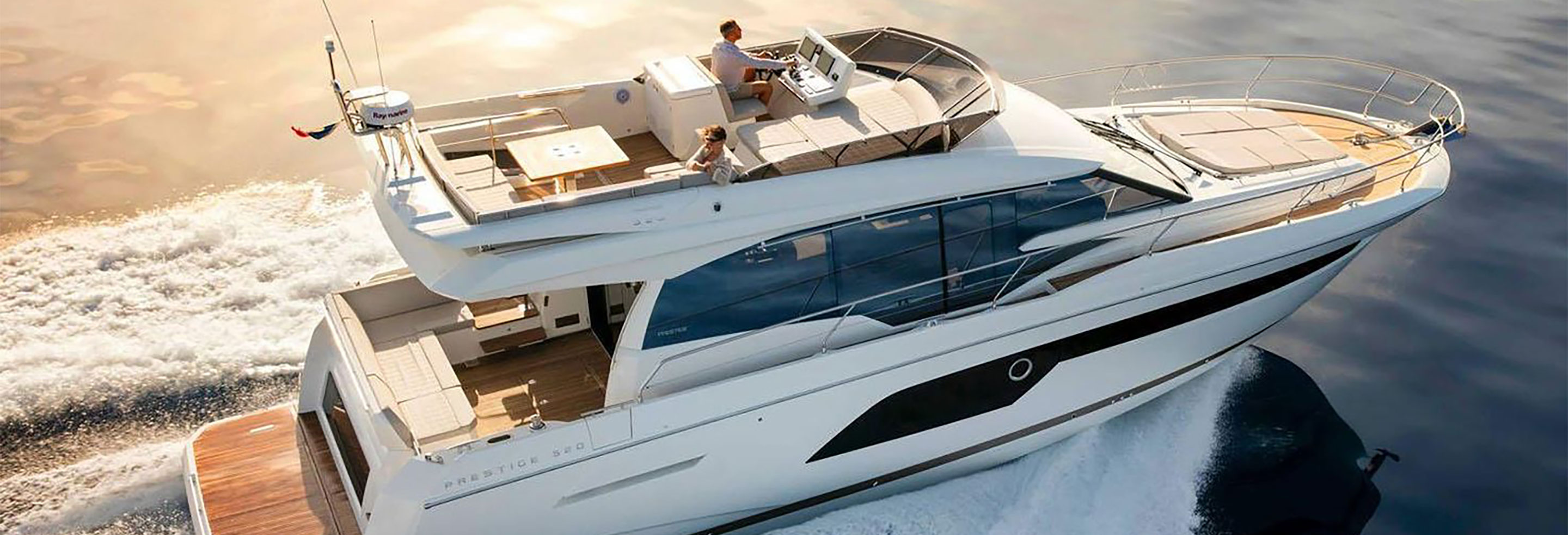 Flybridge Yacht at sea
