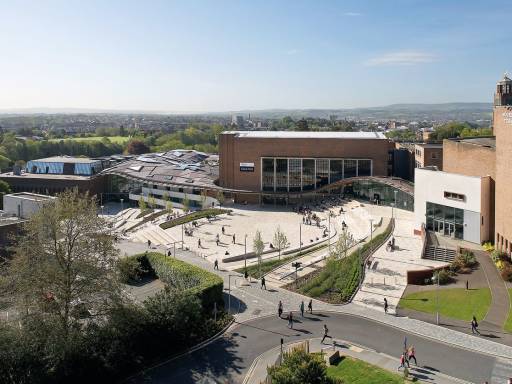 An overhead shot of the University of Exeter.