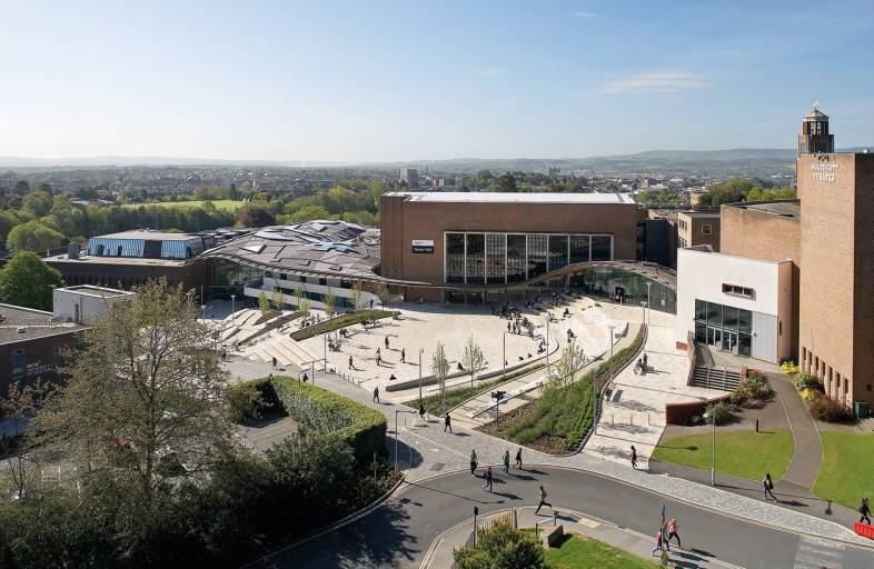 An overhead shot of the University of Exeter.