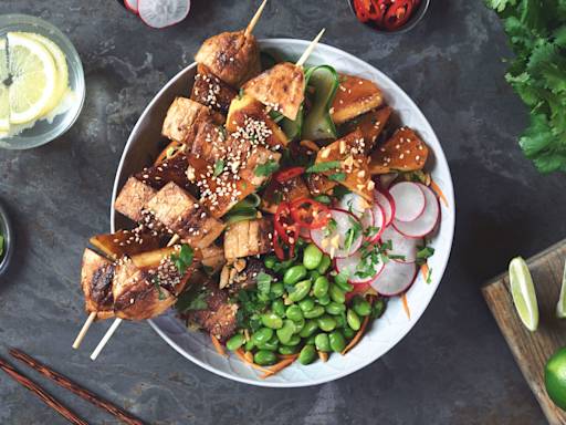 BBQ Teriyaki Quorn Meatless Fillets and Pineapple Buddha Bowl