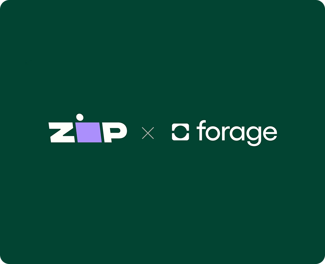 Zip and Forage partnership logos for expanding food access with grocery buy now, pay later
