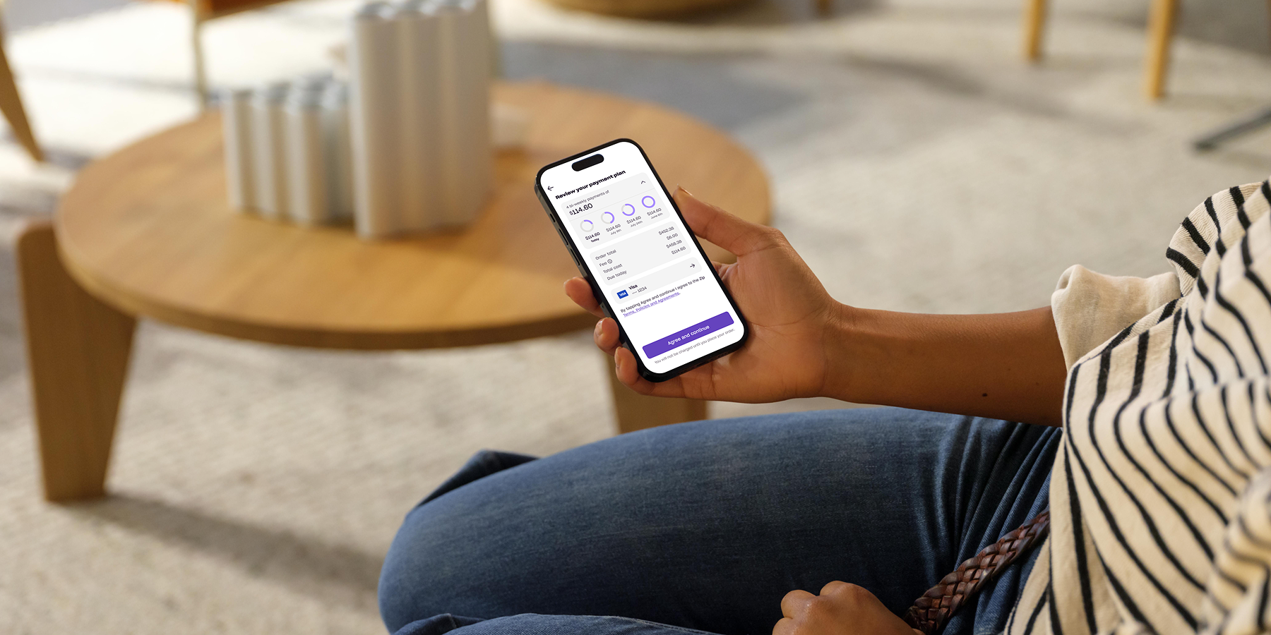 Shopper viewing a payment plan on a smartphone