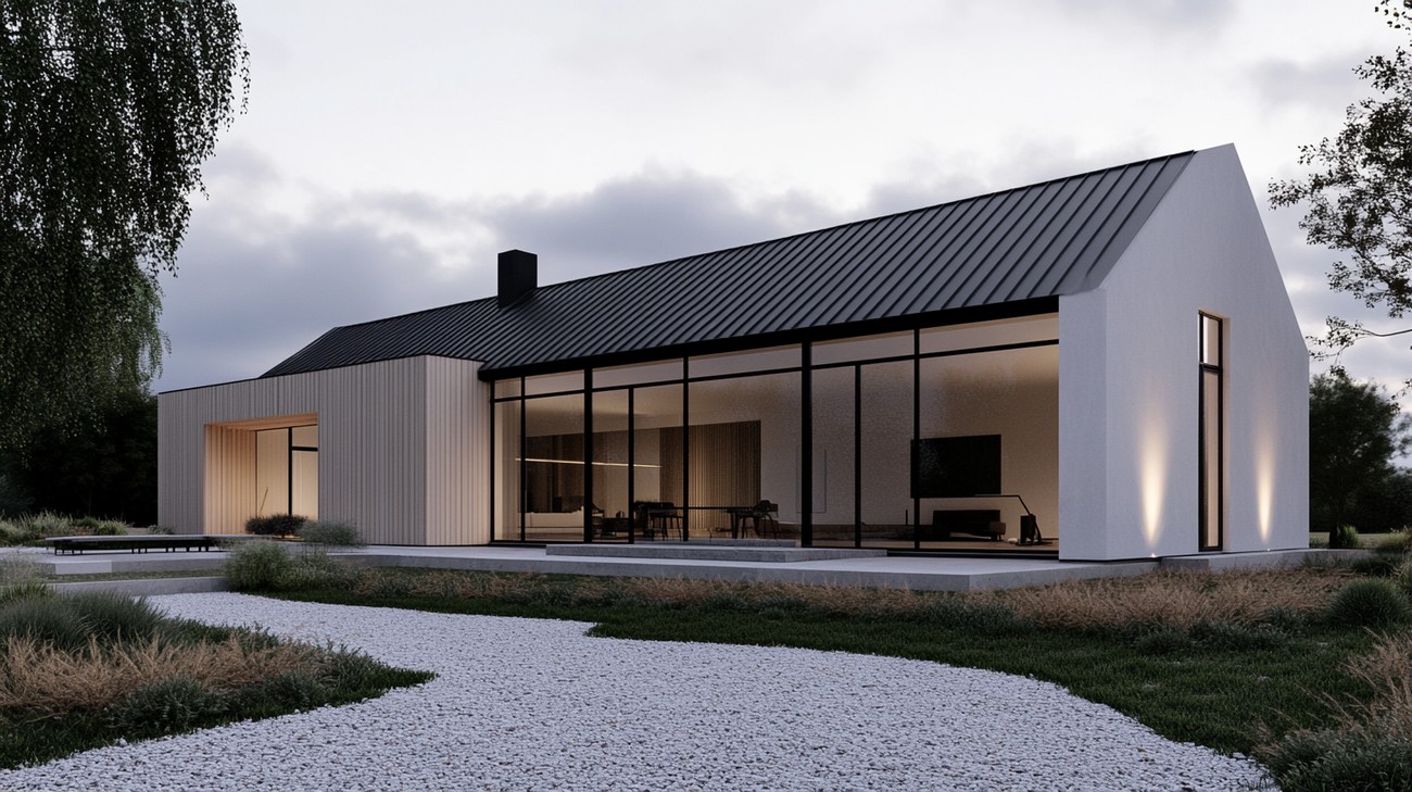 Modern farmhouse exterior near you