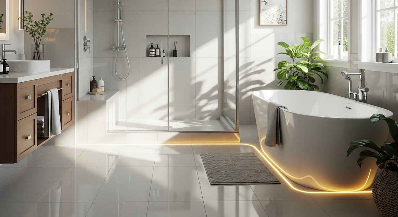 heated bathroom floor photo