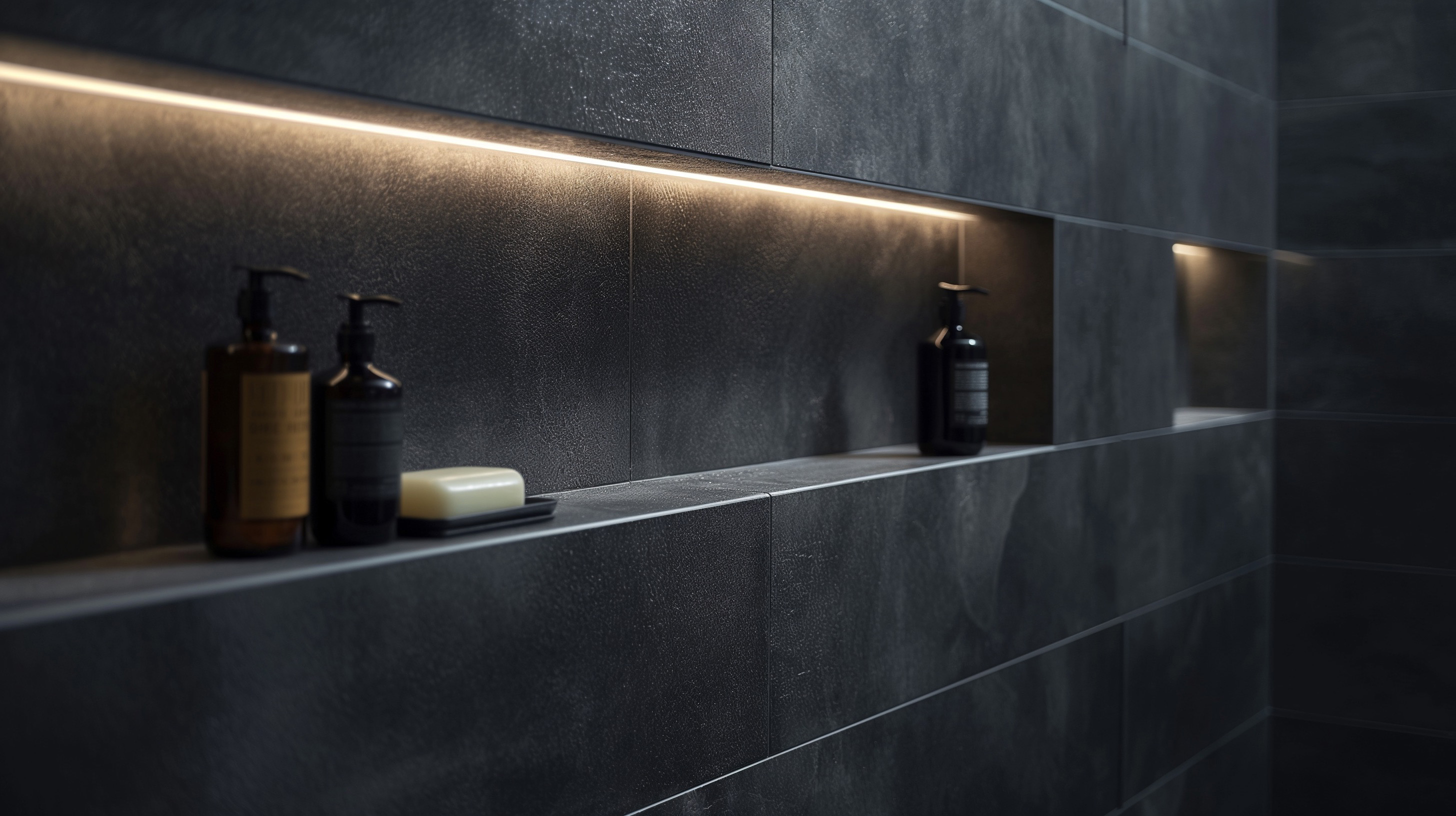 Maximize Space with Stylish Built-In Shower Shelves