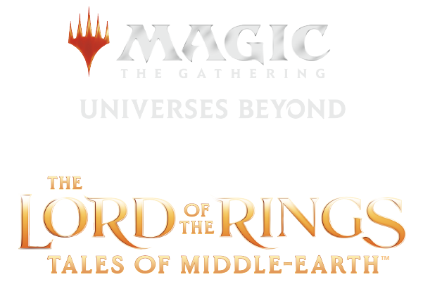 The Lord of the Rings: Tales of Middle-earth logo and Magic: The Gathering Universes Beyond logo