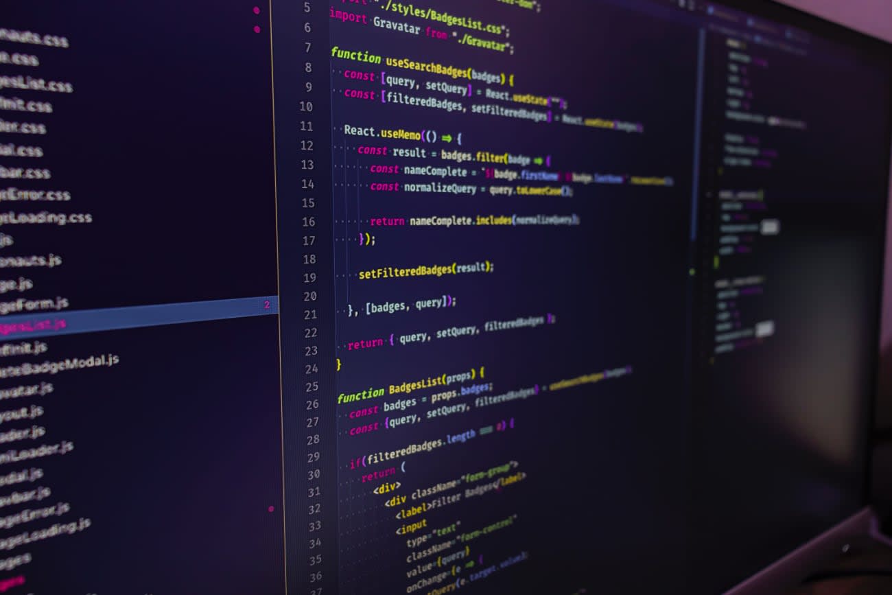 Photo of a code editor with React code.