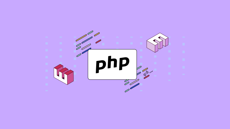 Icons swirl around a PHP logo, representing how Laravel and Composer bring separate elements together