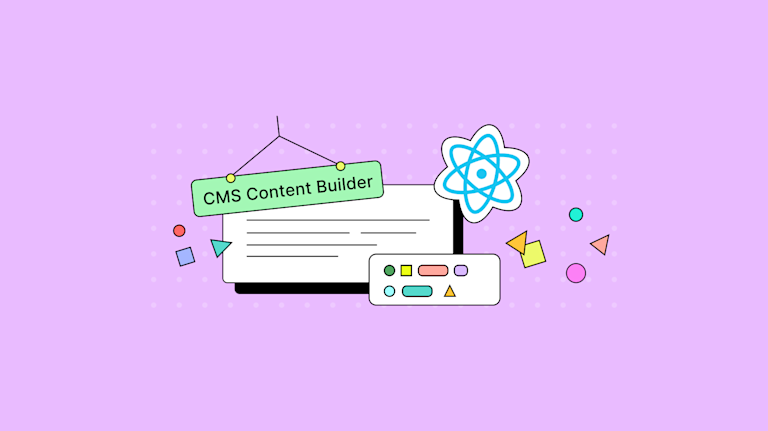 The React library logo apepars with a notice that reads CMS Content Builder