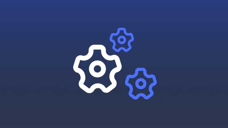 three cogs on a background representing the process of automation
