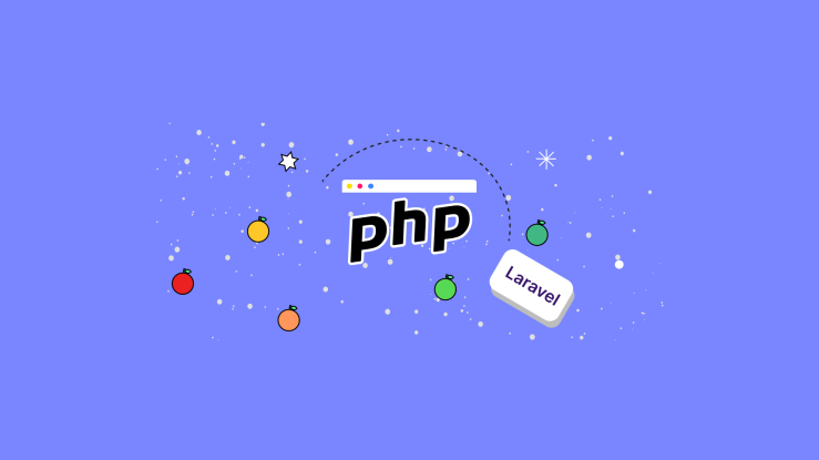 The words PHP and Laravel appear with icons, representing the possible options available with Laravel and Blade Icons