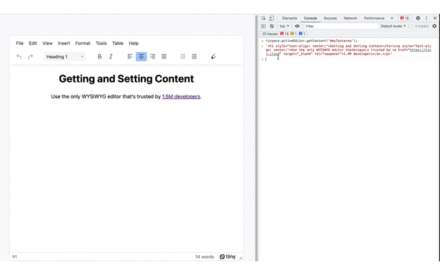 TinyMCE set content command running in editor