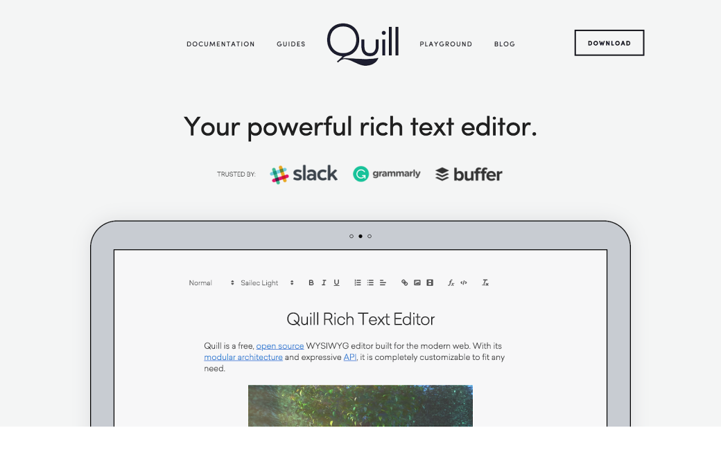 Quill website - one of the best rich text editors for Vue