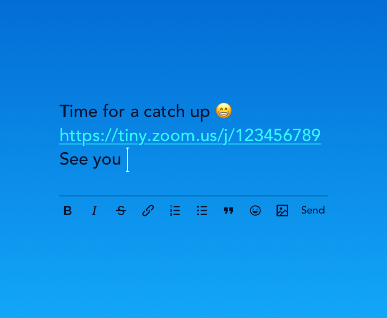 Chat app with text "Time for a catch up".