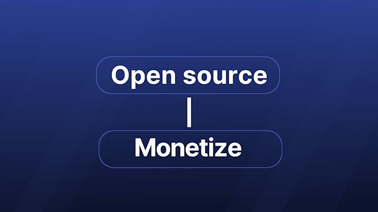 open source and monetization words with the pipe character, but the words separated