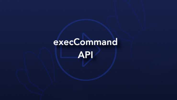 ExecCommand API words over an arrow, with hidden bee images in the background