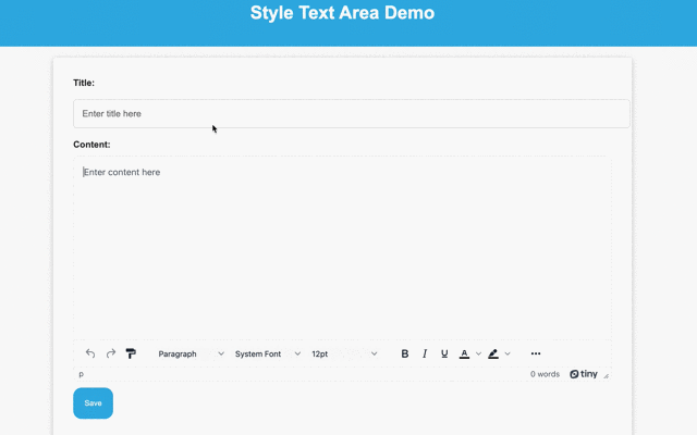 Essential text styling working in the editor
