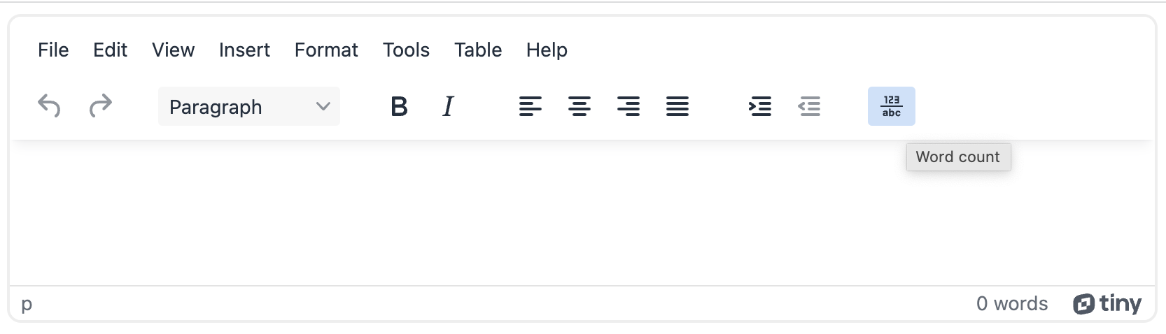 Wordcount plugin added to the Toolbar