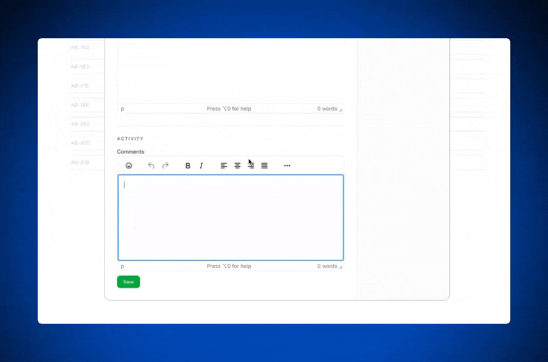 A GIF of the Emoji plugin working in TinyMCE inside a team collaboration demo React app.
