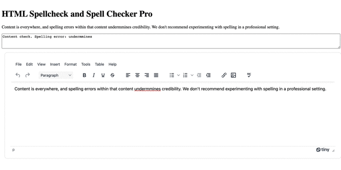 TinyMCE Spell Checker Pro compared to HTML spell check