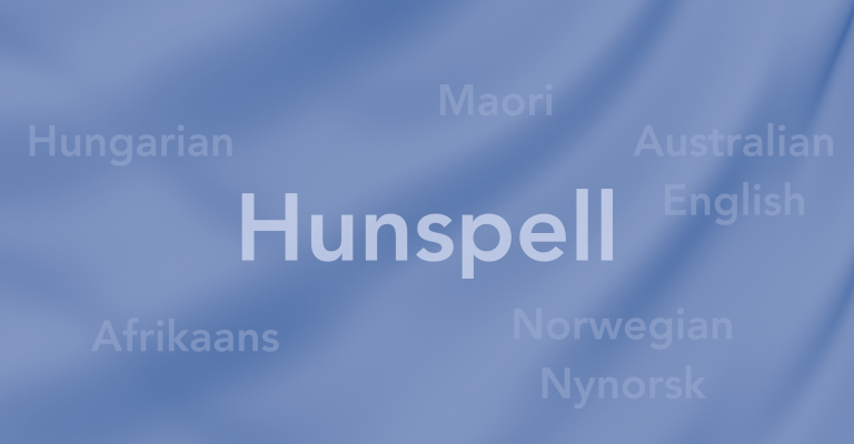 The words "Hunspell" on a drapery inspired background (curtains). by Fakurian Design