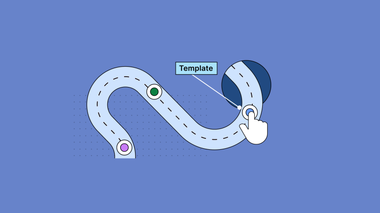 An image of a roadmap in abstract with basic shapes representing travelling on a pathway