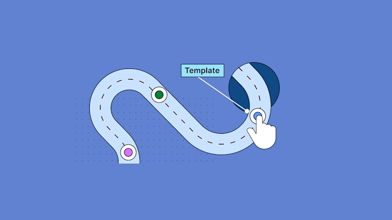 An image of a roadmap in abstract with basic shapes representing travelling on a pathway