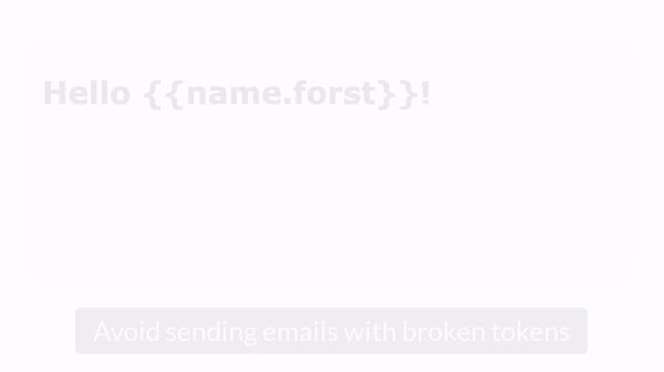 Example email with broken tokens