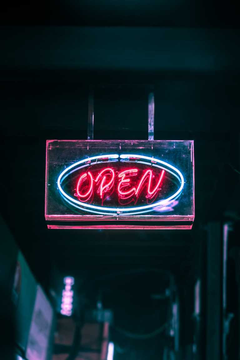 Image of a neon open sign