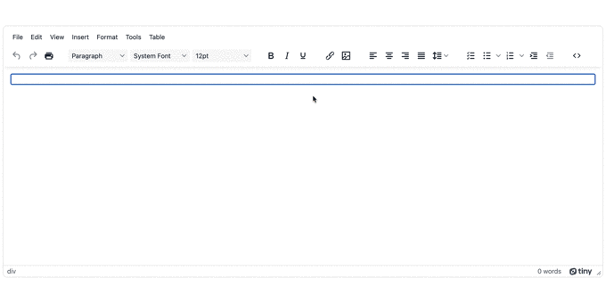 TinyMCE with a fillable document inside the rich text editor