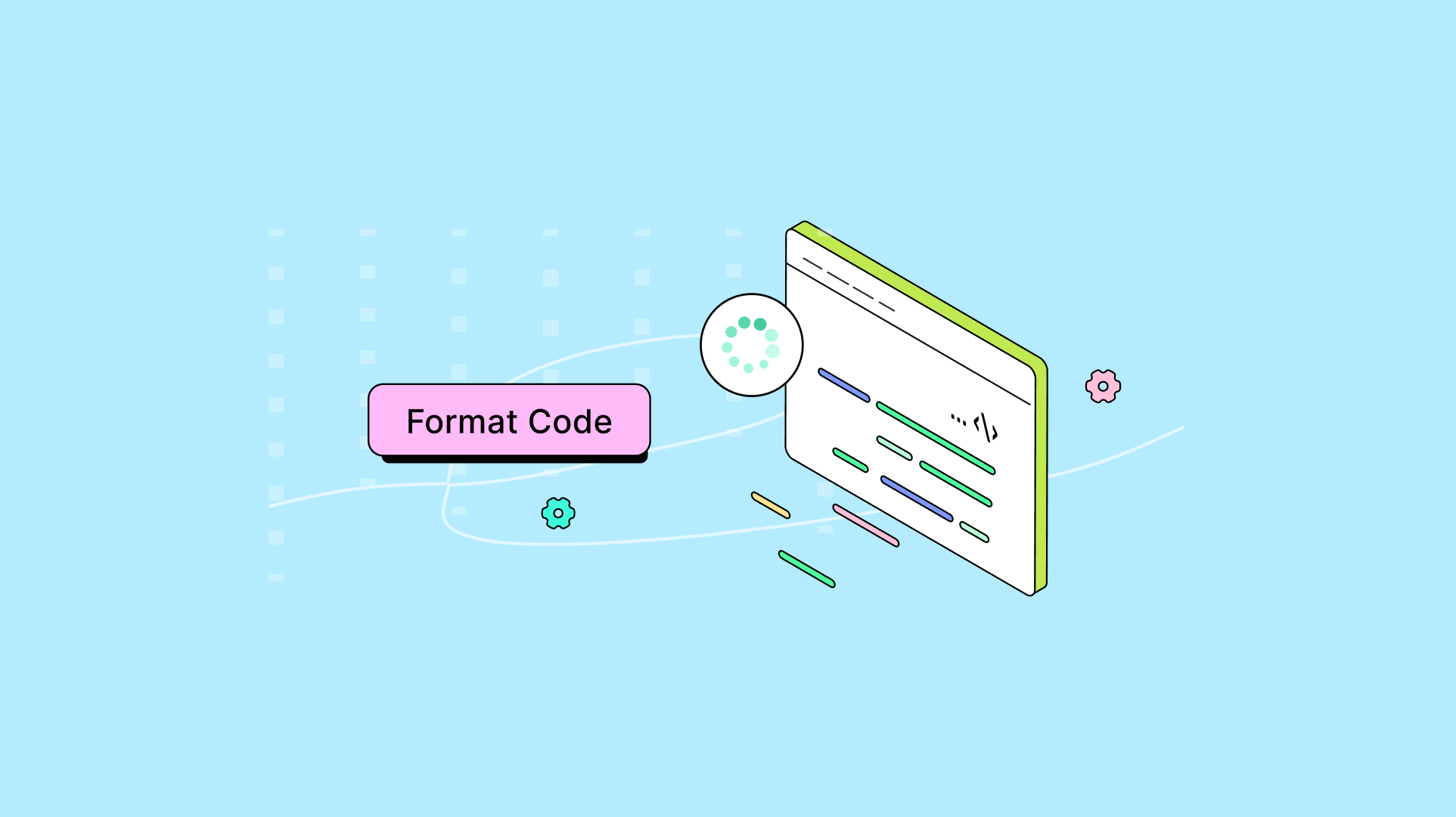An illustration of a rich text editor with a "Format Code" button by TinyMCE