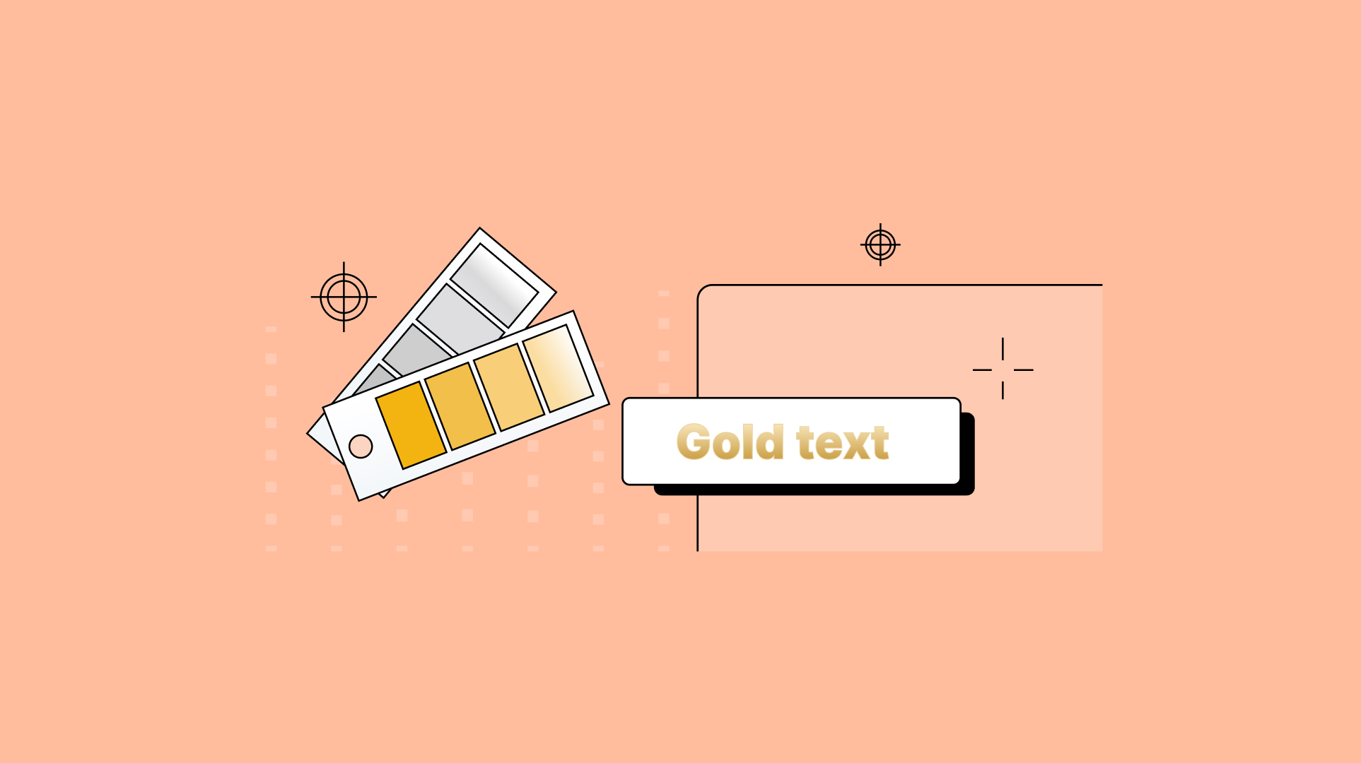 gold and silver color symbols and targets representing the gold text designs in TinyMCE.