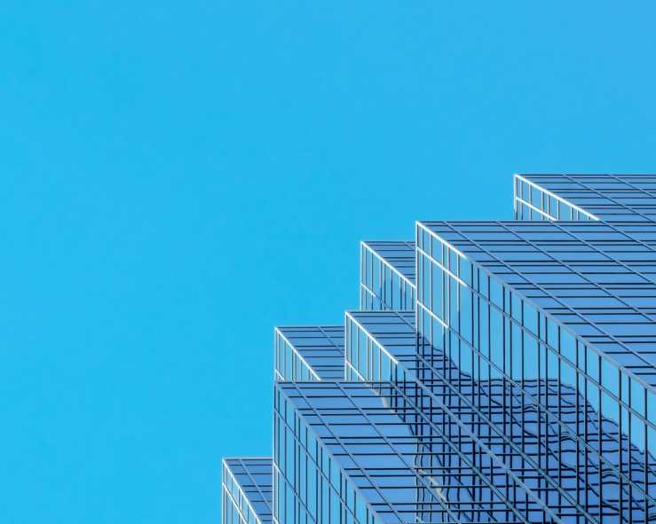 See through building with a blue sky background 