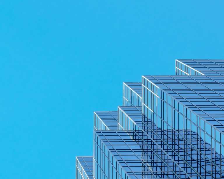 See through building with a blue sky background 