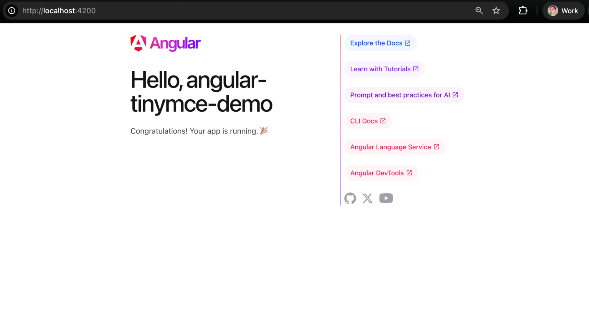A screenshot of a basic Angular application