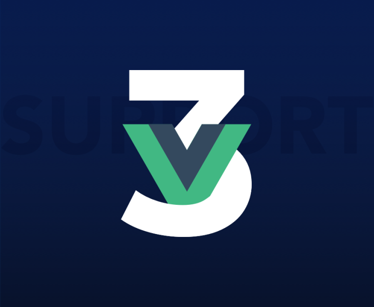 Vue logo sitting within a number 3.