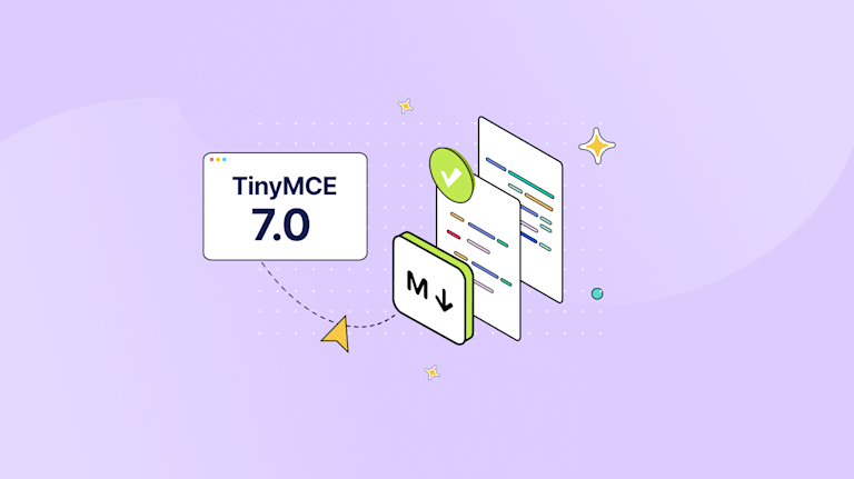 A stylized image representing the ability to paste markdown into TinyMCE 7.0