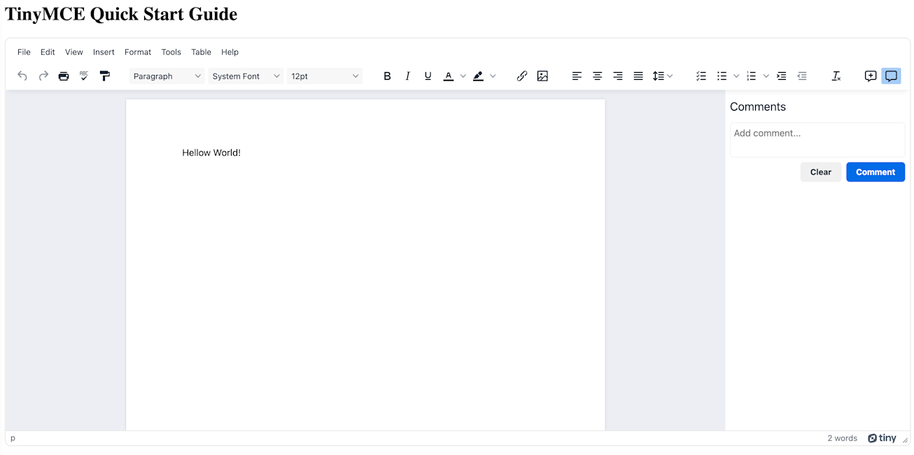 How to add comment system to your app | TinyMCE