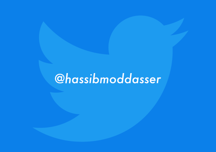 The twitter handle of @hassibmoddasser who's tweets are showcased in this blog to learn JavaScript