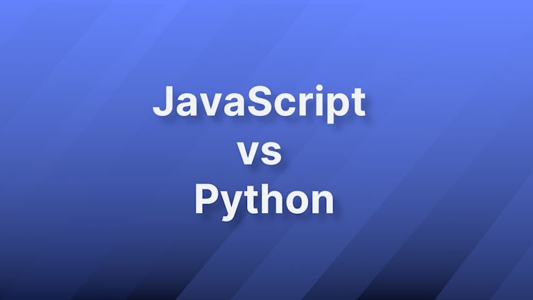 JavaScript vs Python text displayed over a background with a pattern of diagonal lines