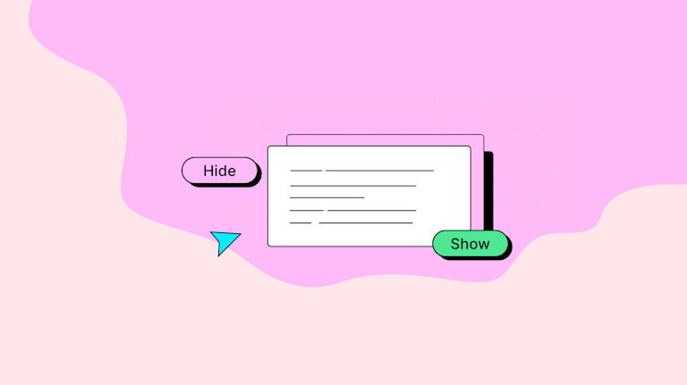 The show and hide status brought on by the show hide buttons depicted with a minimalist editor