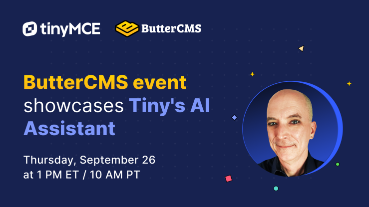 Event header for the ButterCMS event with TinyMCE's AI Assistant