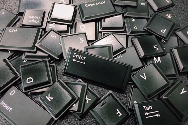 Laptop keys in a pile
