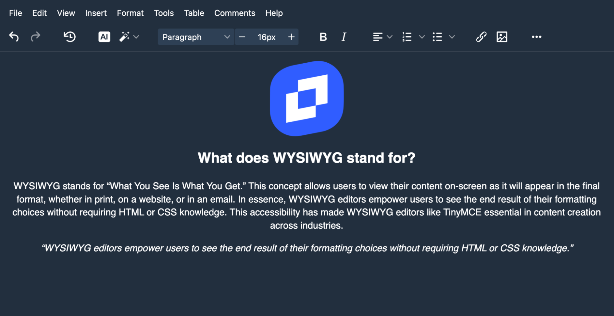 What does WYSIWYG stand for?