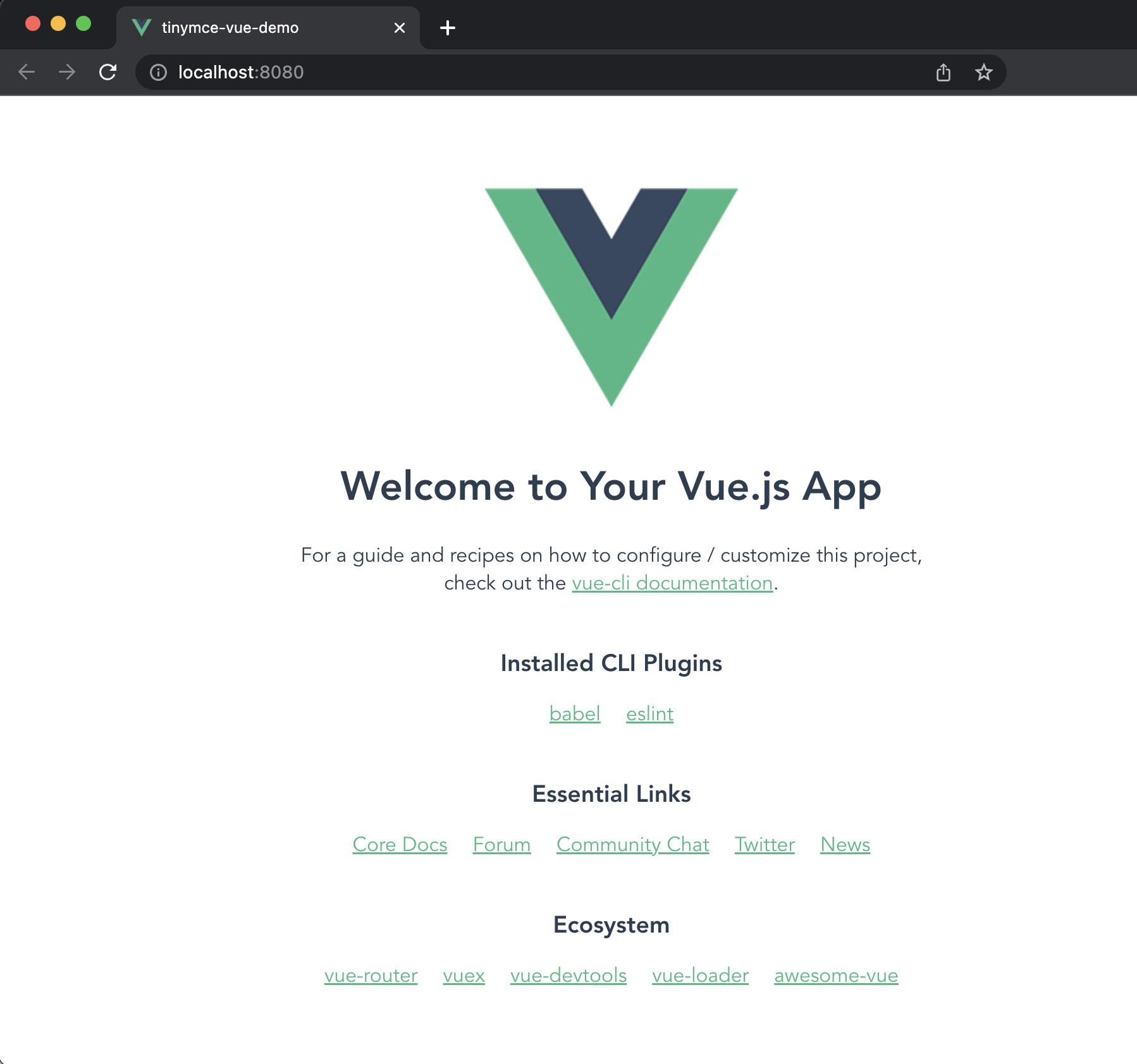 The demo Vue app open in the browser